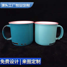 外贸陶瓷杯加厚仿搪瓷陶瓷杯双色热升华马克杯粉笔彩绘杯子