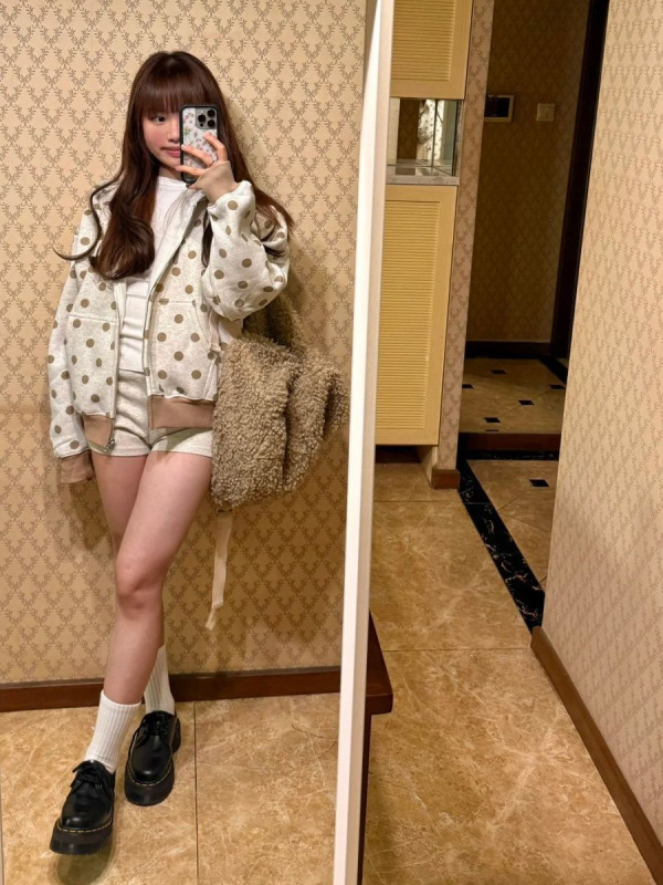 美式辣妹波点字母连帽开衫卫衣女春秋设计感宽松百搭oversize外套|undefined