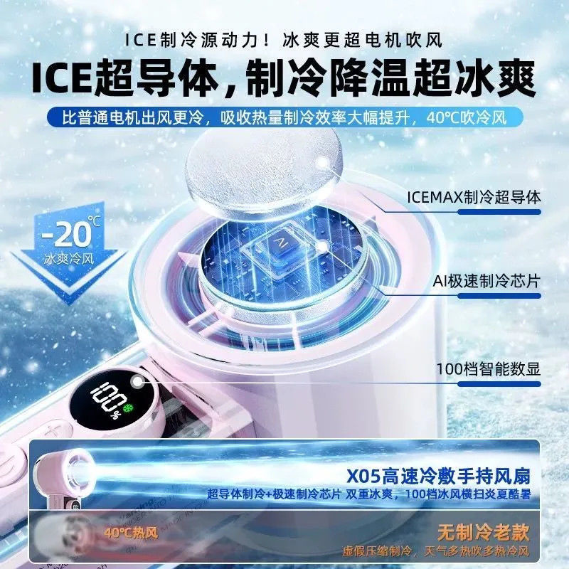 新款冰瓷制冷风扇半导体冰敷高速小风扇USB充电冰感透明手持风扇|undefined