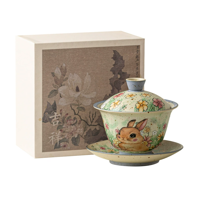 Antique rabbit, ceramic tea cup, tea set