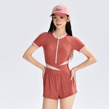 舒漫泳衣女保守连体平角2026新款防晒运动遮肚显瘦泡温泉度假泳装