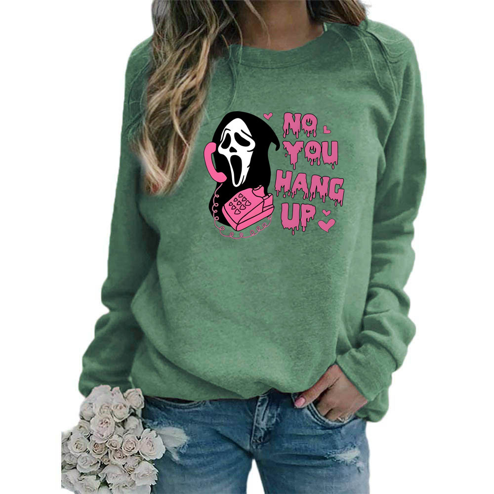 Halloween no te cuelgan impreso cuello redondo superior suéter de las mujeres de tamaño más europeo de comercio exterior transfronterizo