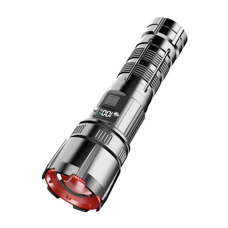 LCD pantalla digital linterna zoom blanco láser linterna de aleación de aluminio luz fuerte tiro largo linterna de alta potencia