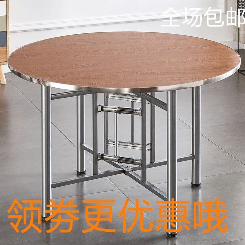 Large Round Table Round Tabletop Folding Table Frame Combination Glass Turntable Dining Table Canteen Dining Table Country Home Hotel Table
