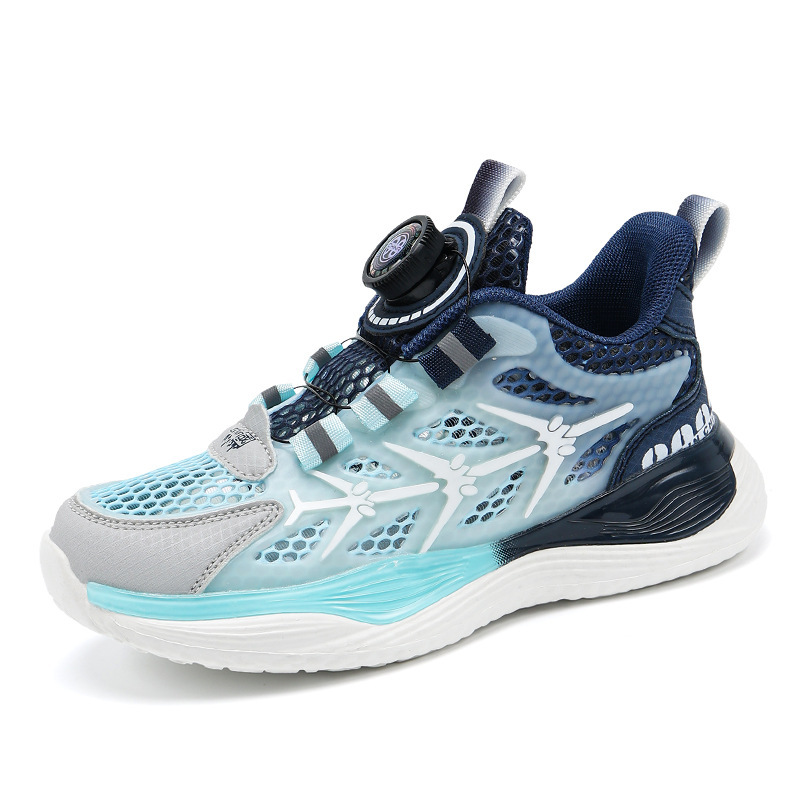 Zapatillas de baloncesto para jóvenes Calzado deportivo para niños grandes para hombres Calzado de verano de una sola red Calzado, transpirable y luminoso para estudiantes Zapatillas para correr para hombres