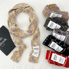 日系護頸細窄長條圍巾女秋冬季百搭時尚情侶小圍脖針織長款領巾