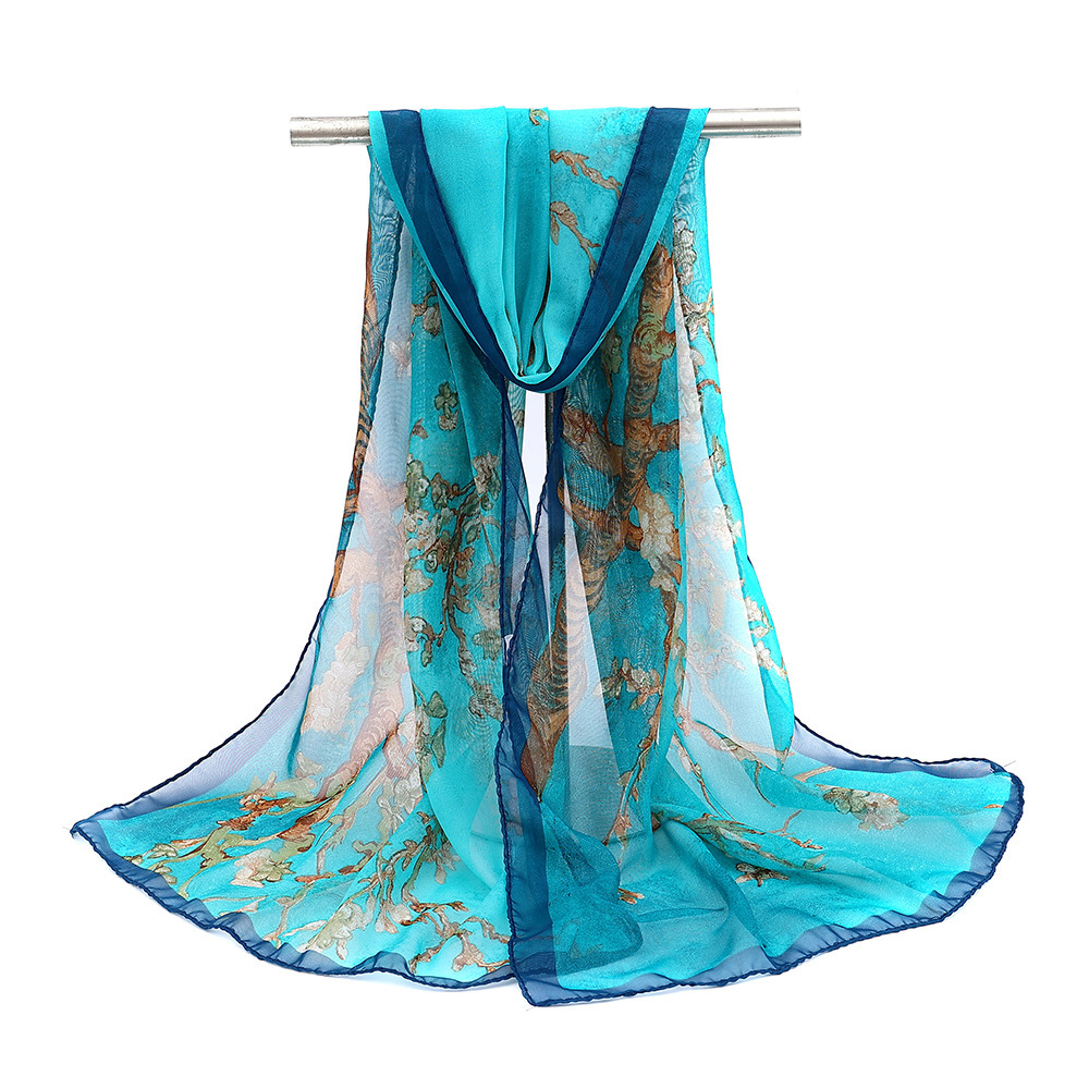 New Fashion Chiffon Scarf Women's Letter Printing Thin Long All-match Shawl Scarf Dual-use Scarf Gift
