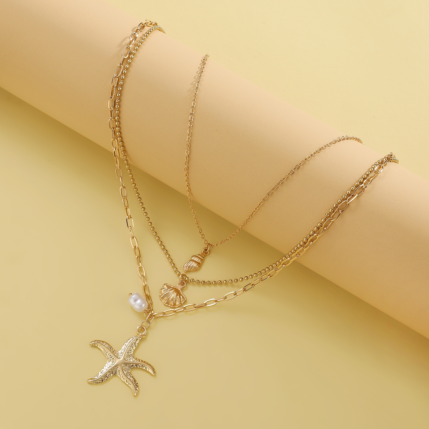 Vakantie Wind Oceaan Wind Sint-jakobsschelpen Zeester Legering Groothandel Gelaagde Ketting display picture 9