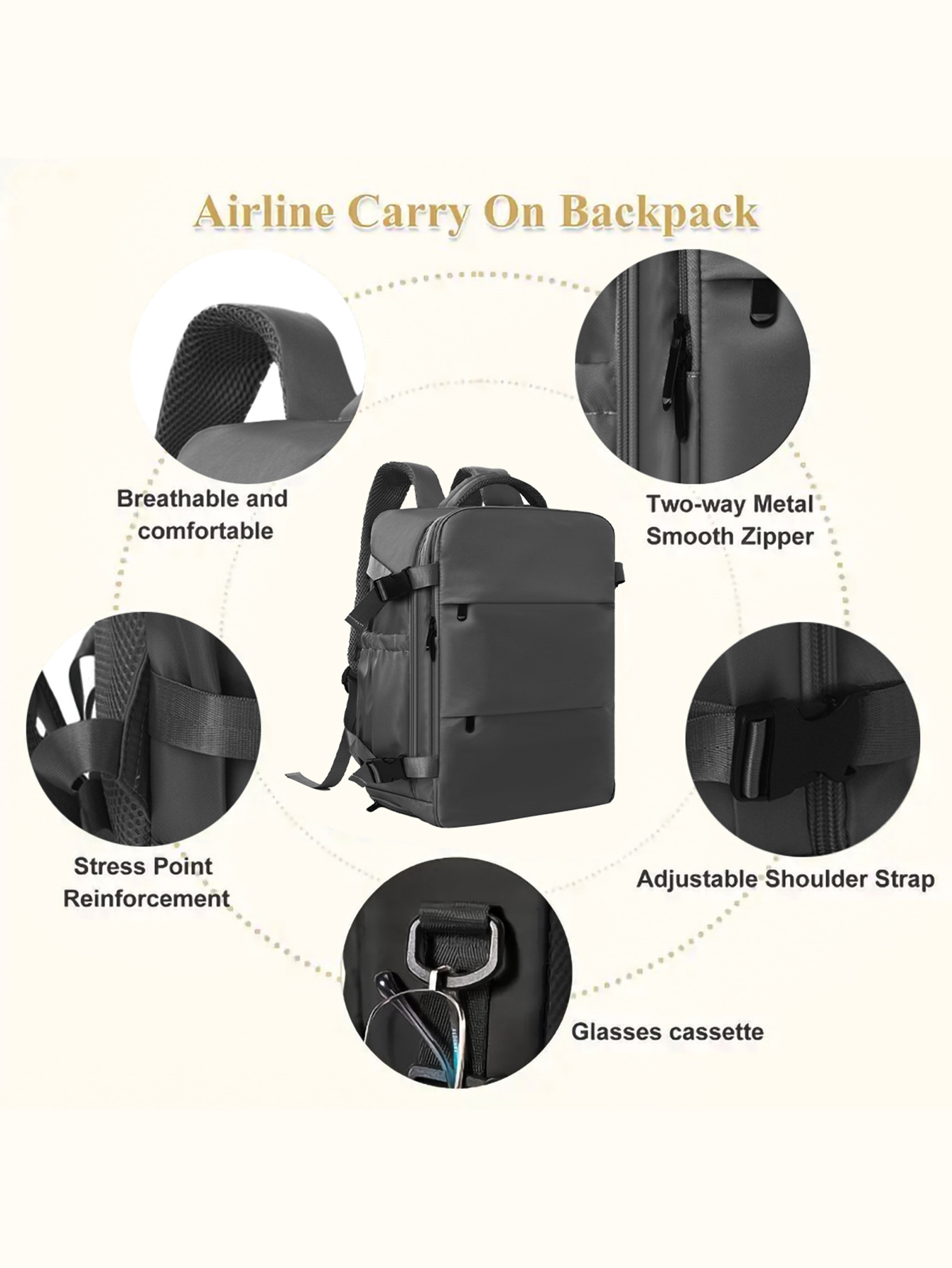 Multifunktionsrucksack mit großer Kapazität für die Schule und Reisen, tragbare Gepäcktasche_voghion.com