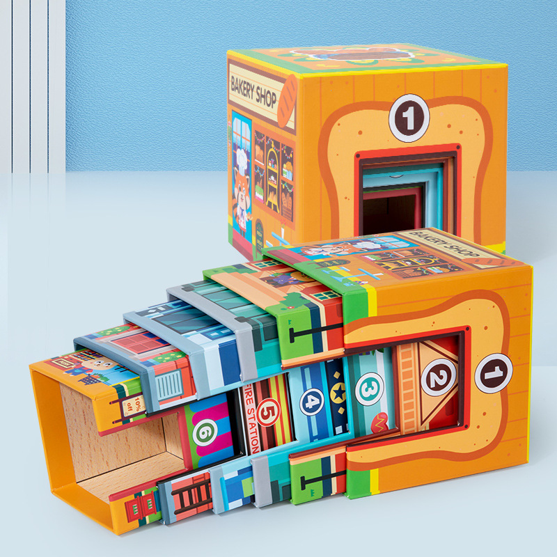 Venta directa de fábrica Juego de bloques de construcción de cinco piezas Caja de juguetes Coche de juguete Jenga Dile Juego creativo Juguetes educativos para niños