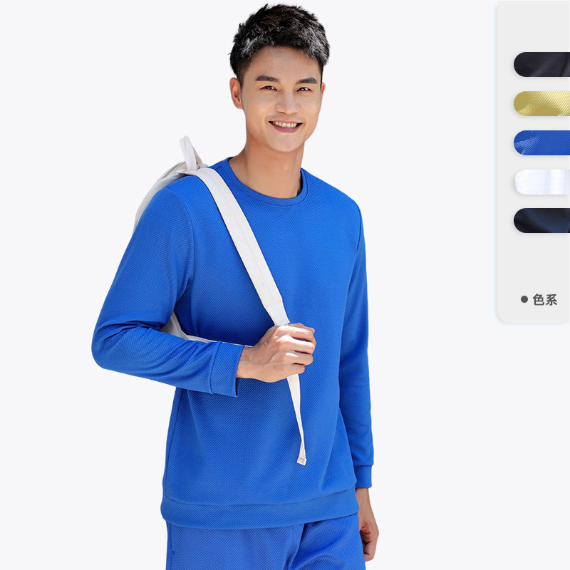 Otoño e Invierno que basa el suéter de los hombres caliente simple moda Klein azul suelta color sólido suéter manga larga suéter image 3