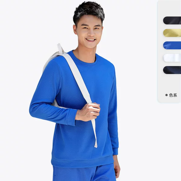 Autumn and winter bottoming men's sweater warm simple fashion Klein blue loose solid color pullover long sleeve sweater