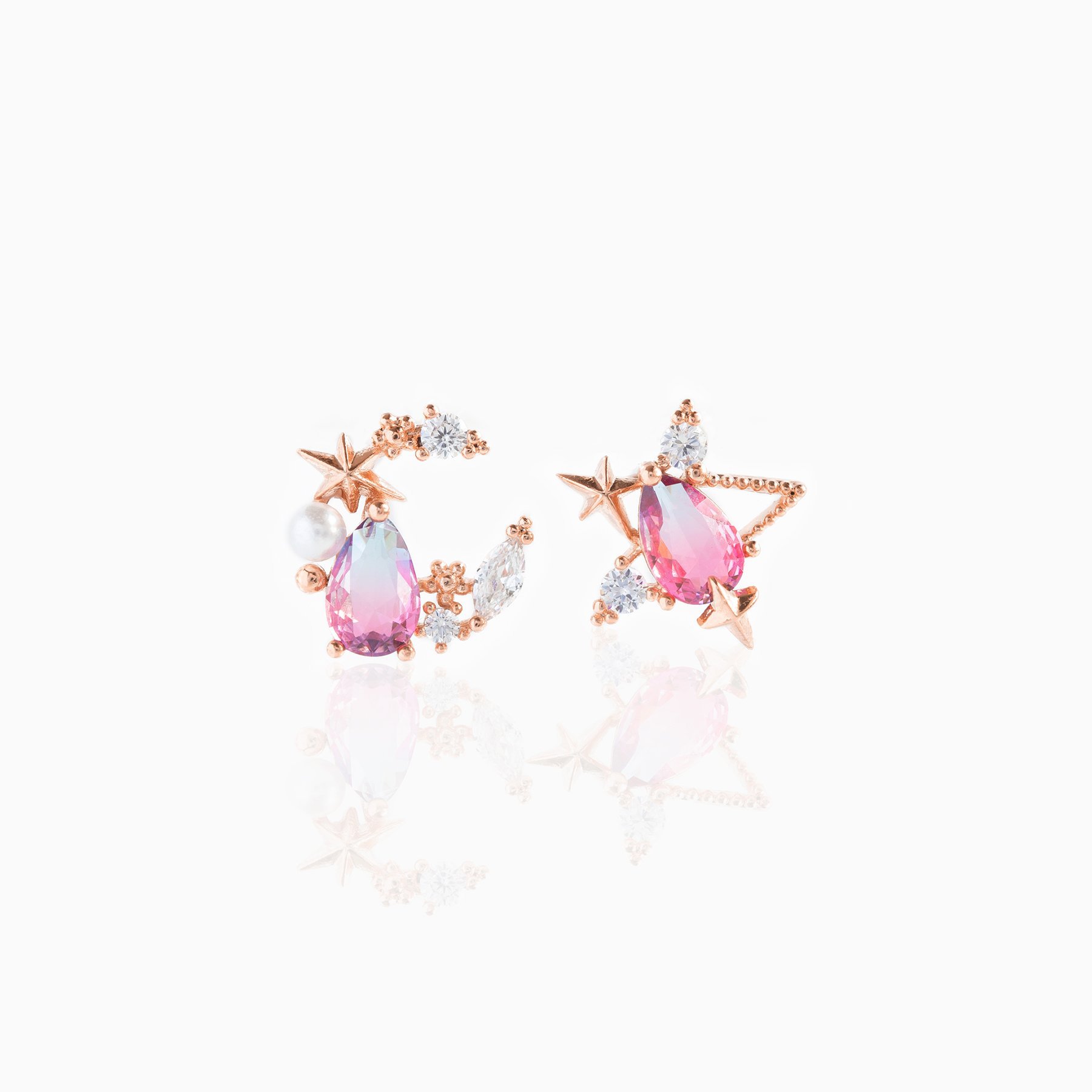 Retro Star Moon Gold Plated Copper Earrings Wholesale Nihaojewelry display picture 6