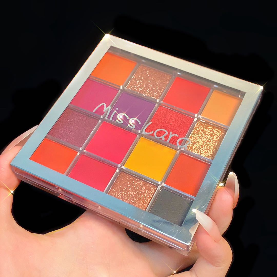 Misslara 16-Farben-Lidschattennebel, Oberfläche, fein, glänzend, metallisch, Anfänger, Regenbogen, bunt, Lidschattenplatte_voghion.com