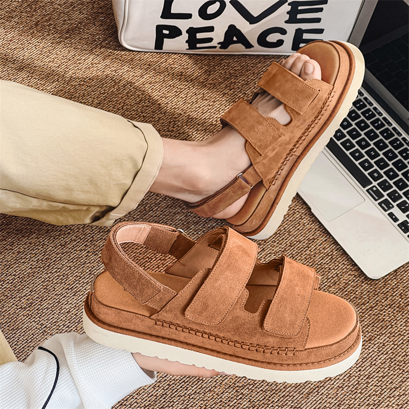 2024 Summer Sandals New Style Platform Platform Casual Women's British-style All-match Velcro Open Toe Outer Wear Roman Shoes 2024 Summer Sandals New Style Platform Platform Casual Women's British-style All-match Velcro Open Toe Outer Wear Roman Shoes