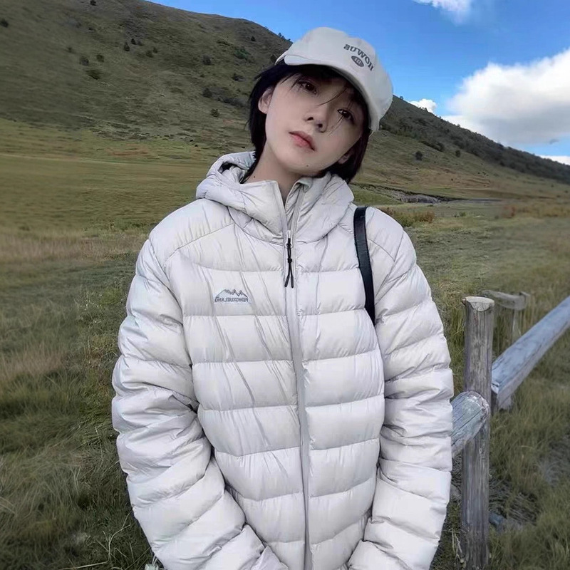 Women's Winter White Duck down Couple's Jacket, Lightweight and Loose, New 2025 Hooded Warm Petite