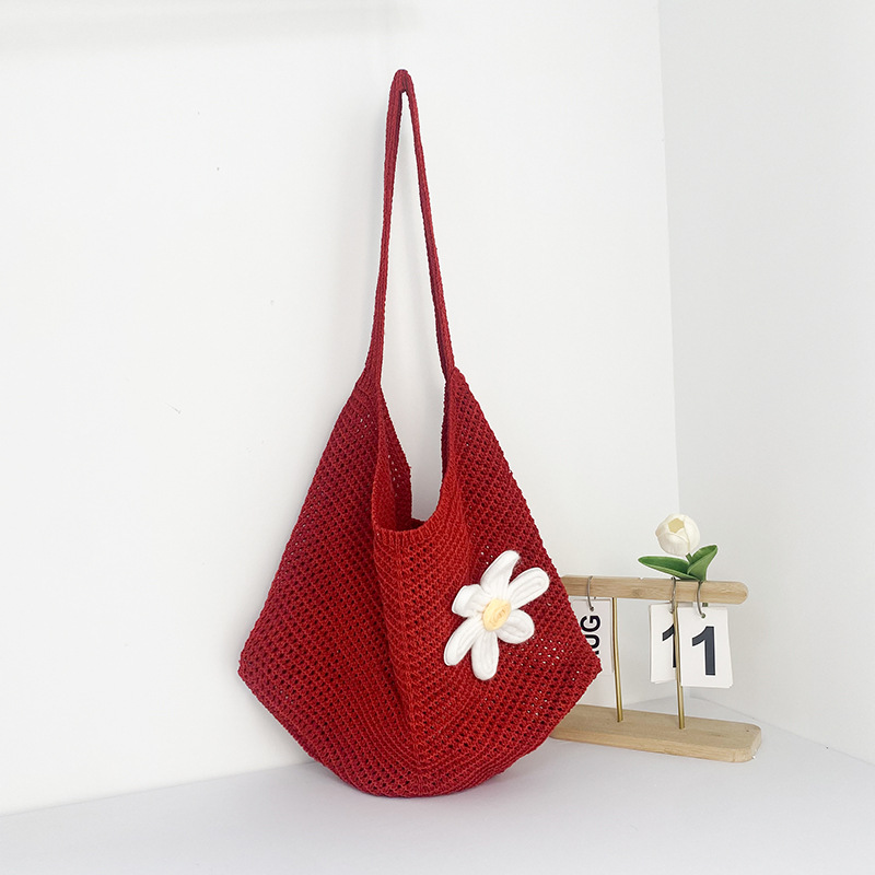 Red, straw, removable, flowered
