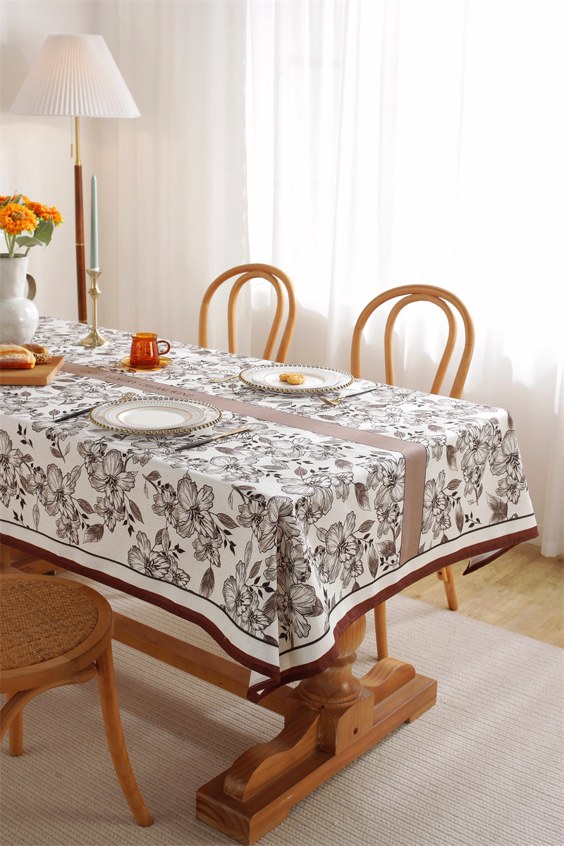 Rechteckige Couchtisch-Esstischdecke aus Polyester-Leinen im amerikanischen Retro-Stil mit Digitaldruck, erhältlich im Großhandel._voghion.com