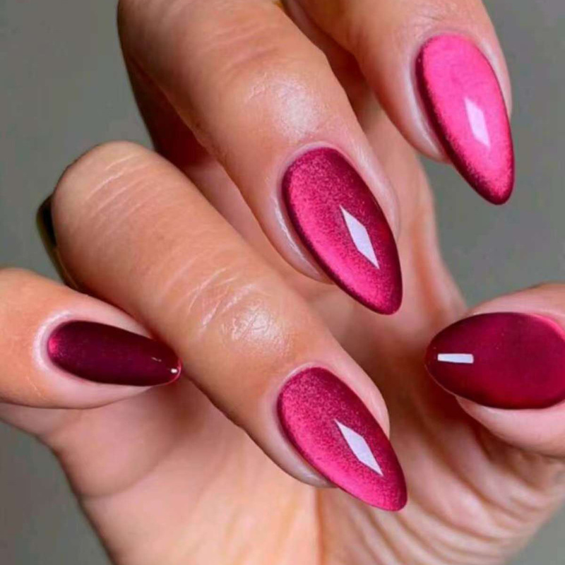 24 Pieces of Cross-Border Almond-Shaped Glossy Nail Stickers, Grape Purple Crystal Cat Eye Acrylic Press-On Nails 24 Pieces of Cross-Border Almond-Shaped Glossy Nail Stickers, Grape Purple Crystal Cat Eye Acrylic Press-On Nails