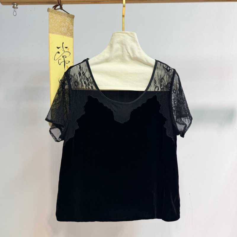 26 New Arrivals: New Chinese-Style Silk Velvet Active Lace Patchwork 3D Cut Short-Sleeve Casual Urban Style Shirt 26 New Arrivals: New Chinese-Style Silk Velvet Active Lace Patchwork 3D Cut Short-Sleeve Casual Urban Style Shirt