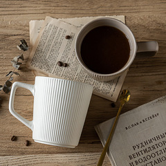 Suwen Japanese retro-style embossed mug, simple and high-end couple pair of cups, household large-capacity water cup