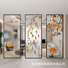 现代简约艺术玻璃屏风画隔断客厅墙洗手台玄关柜入户浴室遮挡装饰