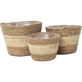 跨境收纳筐藤编编制花篮批发草编花篮盆栽绿植收纳篮子花盆批发