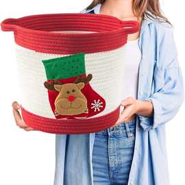 儿童节装饰收纳篮节日派对玩具零食储物筐圣诞老人卡通收纳脏衣篓
