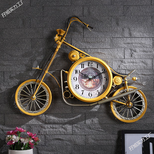 On behalf of the hair retro three-dimensional iron motorcycle tin painting wall decoration clock wall decoration industrial style bar hotel