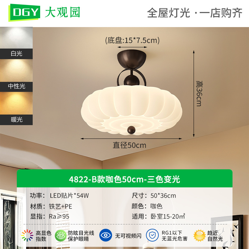 Lámpara de techo para dormitorio Grand View Garden, lámpara de dormitorio principal de estilo vintage con protección para los ojos, nueva lámpara creativa de estilo chino para sala de estudio, iluminación Zhongshan 274L.