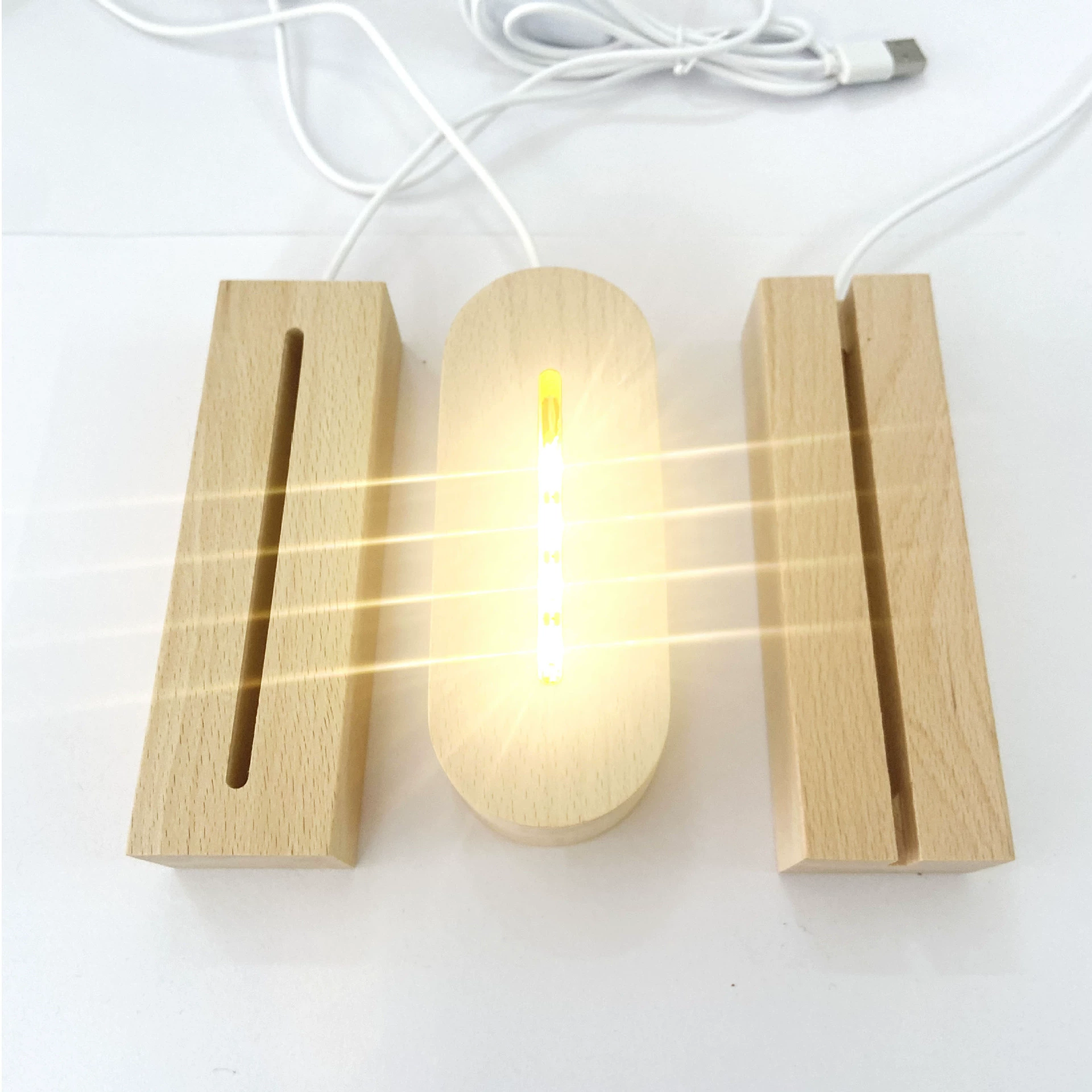 Буковая светящаяся основа, акриловая деревянная основа, светодиодная круглая квадратная овальная подставка для лампы, USB-кабель, основа из цельного дерева