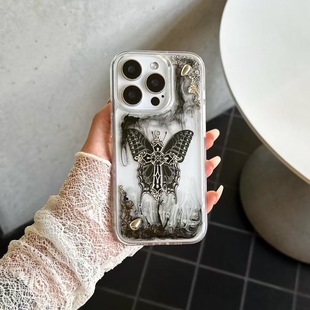 Sfumato Butterfly Cross Suitable for Iphone16Promax Mobile Phone Case Apple 17Pro Mobile Phone Case New 15