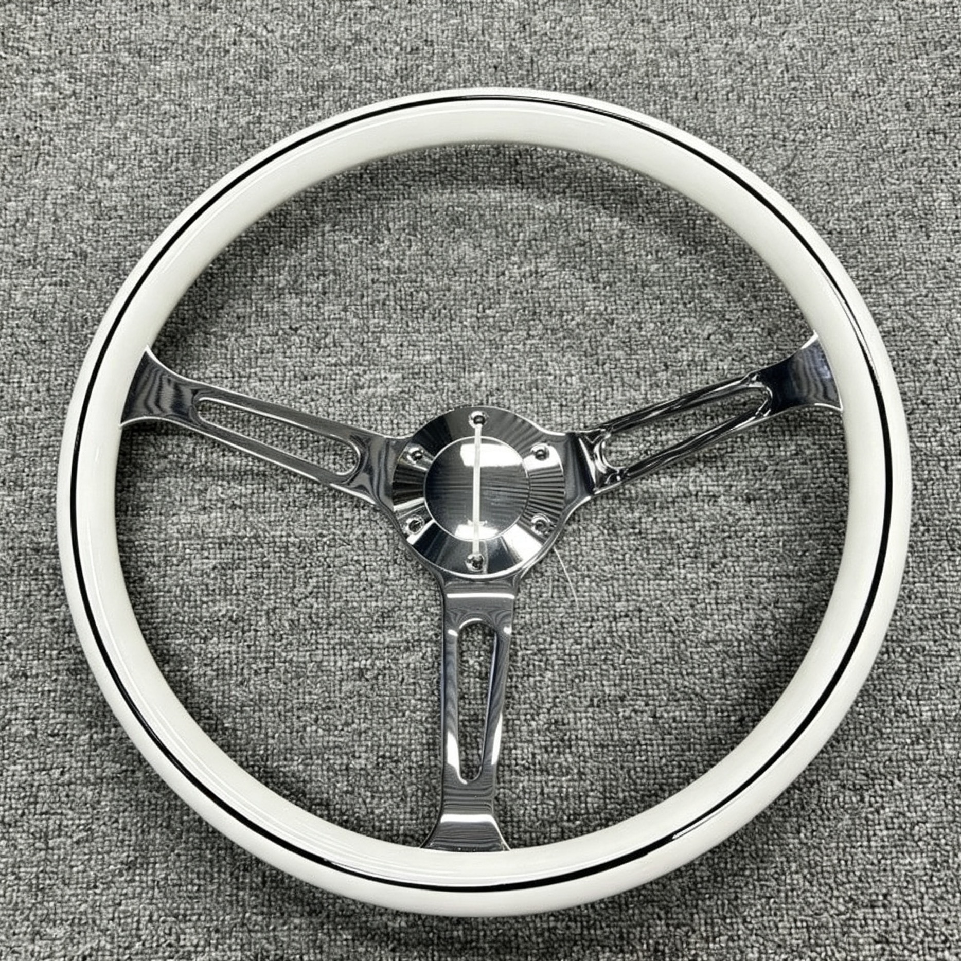 15inch White retro car steering wheel modification universal electroplated bracket ABS material racing steering