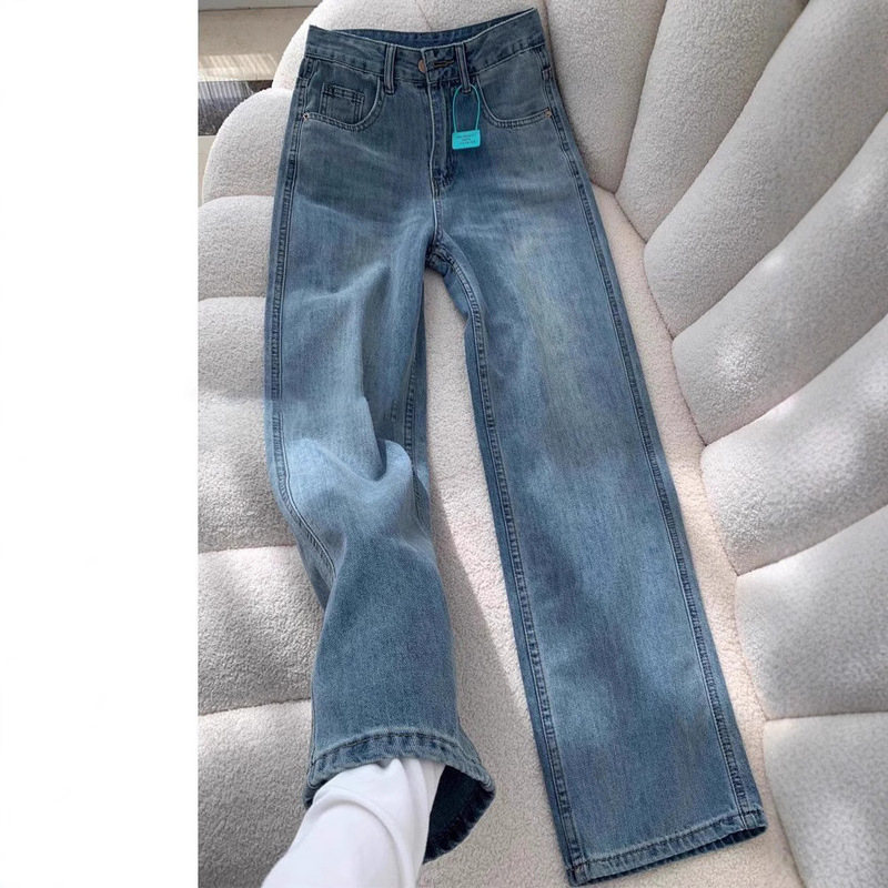 plus size Pear-shaped Straight-leg Jeans Women's 2025 Summer chubby girl Loose Slimming All-match Casual Narrow Wide-leg Pants