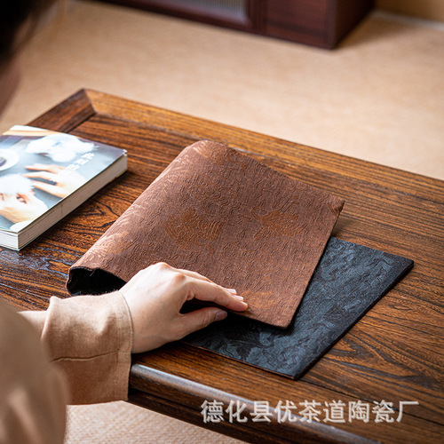 Excellent tea ceremony handmade fragrant cloud yarn old material tea mat Zen style simple camellia pattern table flag fabric tablecloth tea cloth mat