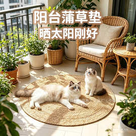 新款蒲草垫日式北欧猫抓板贴墙棉绳编地垫棉麻绳耐磨编织猫爪垫