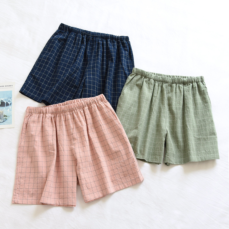 Summer thin cotton couples home shorts cotton men's pants loose home ladies shorts factory direct supply
