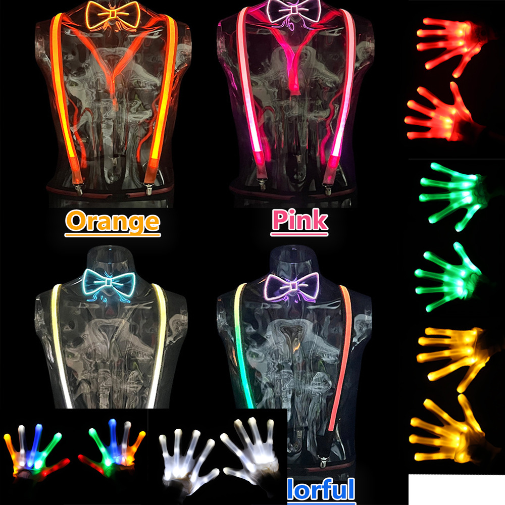 Casual entretenimiento de hombre sling pants luminoso cinturón de Navidad fiesta LED corbata luminosa guante luminoso