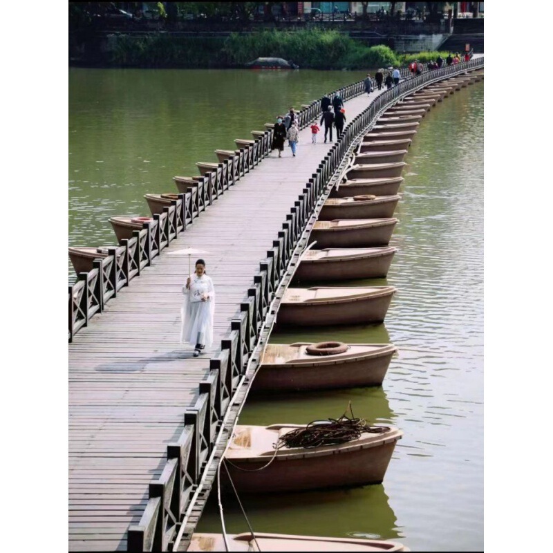 Antique-Style Floating Pontoon Platform Dock for Entertainment, Wooden Boat Water Stage Performance, Cruise Ship, Internet-Famous Electric Decorative Flower Boat