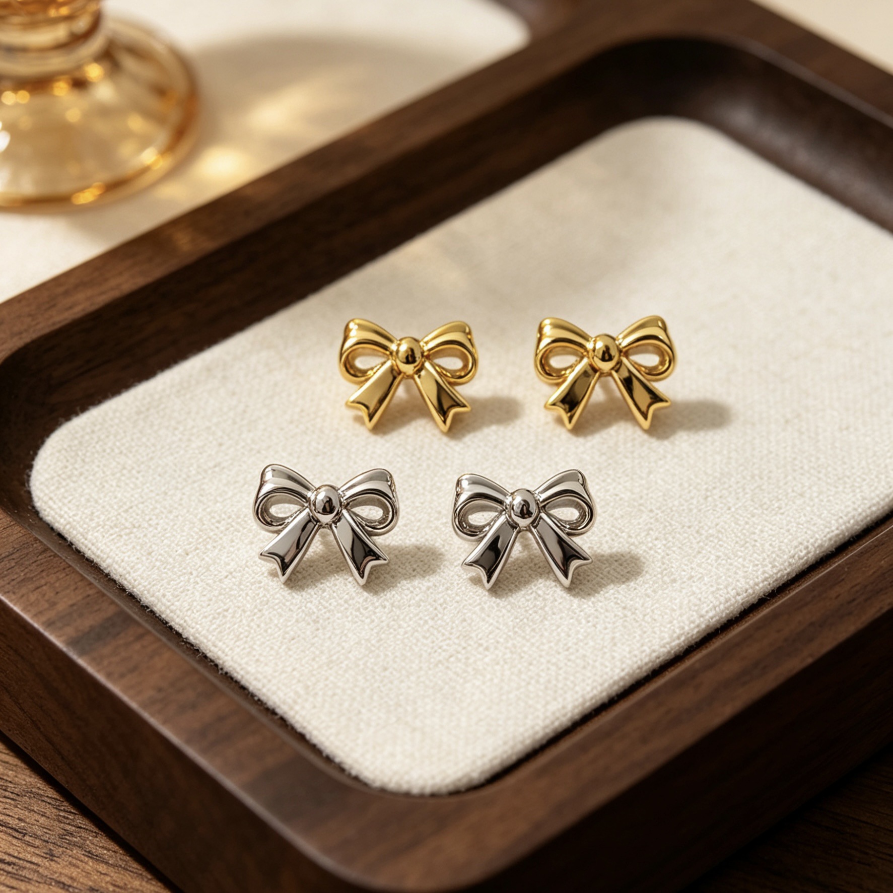Bowknot Stud Earrings In Stainless Steel Versatile Jewelry_voghion.com