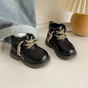 Spring and Autumn Girls' Shoes Baby Martin Boots Girls' All-match Baby Toddler Shoes 1-2 Years Old Ins Soft-soled Leather Shoes