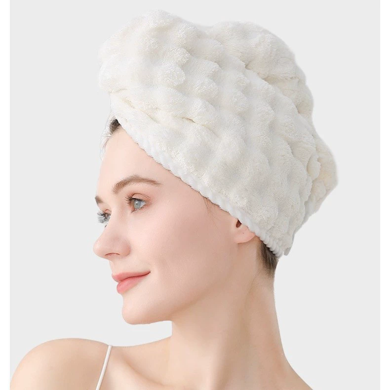 Soft quick dry hair towel, coral shower cap for home use, water absorbent, increased thickness