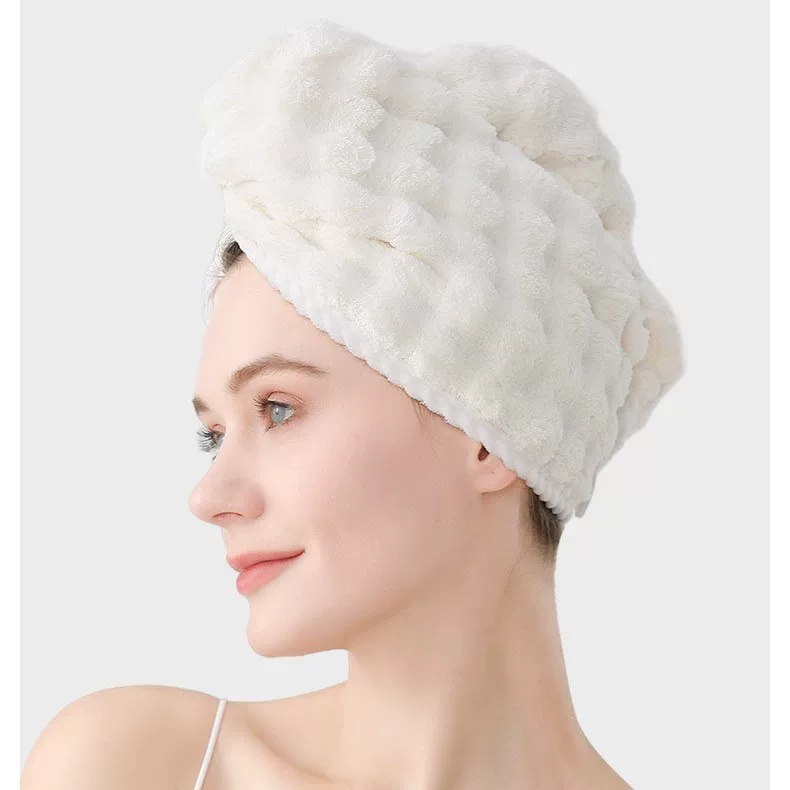 Soft quick dry hair towel, coral shower cap for home use, water absorbent, increased thickness