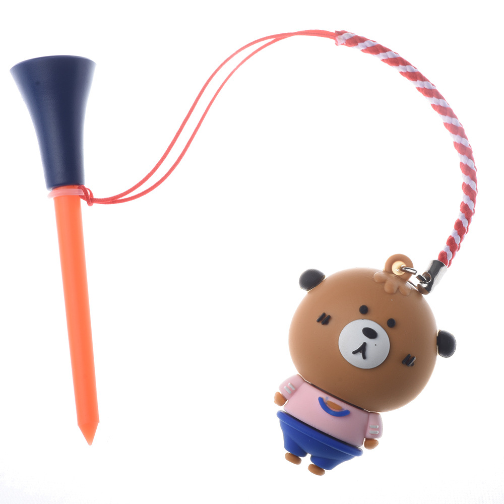 Golf bola de goma de uñas bola de plástico asiento de golf TEE con cuerda de dibujos animados patrón anti-perdido estante de la bola