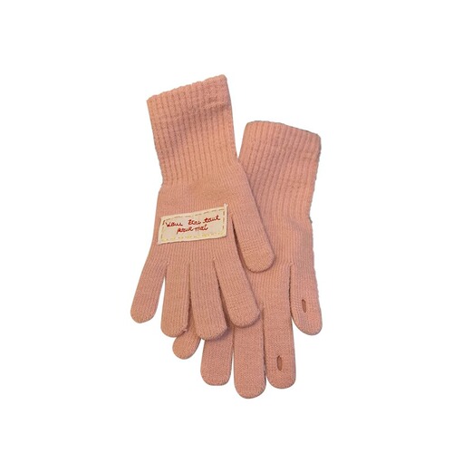 Candy-colored Korean-style alphabet student wool knitted touch-screen gloves for women, thickened, trendy and warm, cycling out to protect against the cold