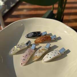 春夏新款点醋酸彩钻水滴鸭嘴夹鸭夹纹理侧边夹甜美可爱刘海夹