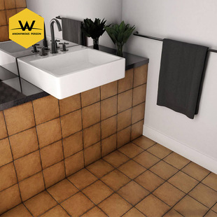 Anonymous vintage orange castle square brick coffee shop antique non-slip floor tile bathroom kitchen wall tile