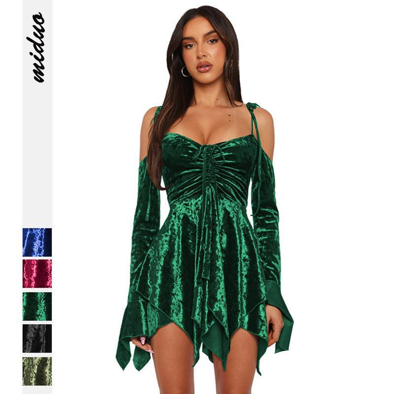 Europe and the United States cross-border high-end women's 2024 new Y2K velvet hot girl skirt irregular skirt summer women's dress