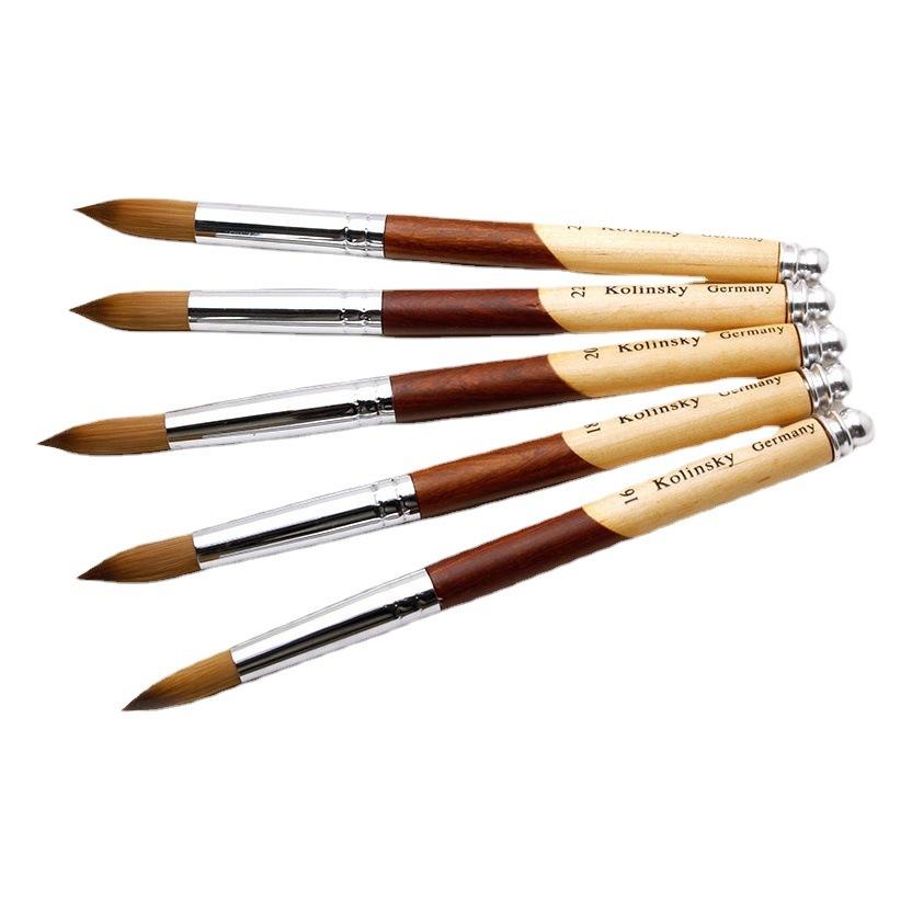 Comercio exterior Venta caliente productos costura de dos colores de madera varilla redonda cabeza tallada pluma de cristal suministro en stock nail art pen ventas directas de la fábrica