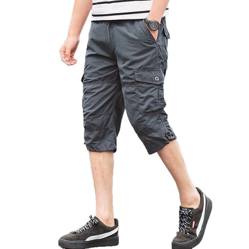 Pantalones cortos de verano, pantalones cortos para hombres, ropa de trabajo suelta de verano para hombres, pantalones multibolsillos, pantalones casuales de 7 puntos, pantalones deportivos